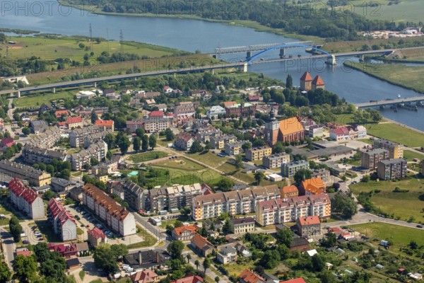 Wolin, Nikolai Church, bridge over the Dziwna, city centre, Baltic Sea coast, Województwo