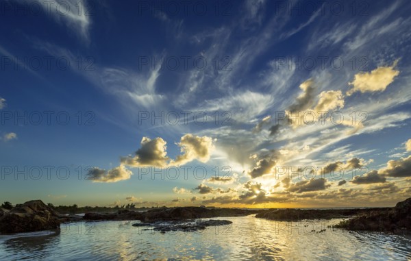 Varadero beach in the PARADISUS VARADERO RESORT SPA hotel complex at sunset, Varadero, Cuba,