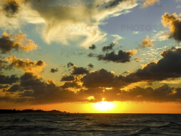 Varadero beach in the PARADISUS VARADERO RESORT SPA hotel complex with sunset, Varadero, Cuba,