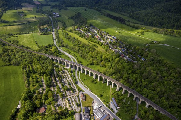 Aerial view, Altenbekener Viaduct, Adenauerstraße, railway viaduct Bridge structure, also called