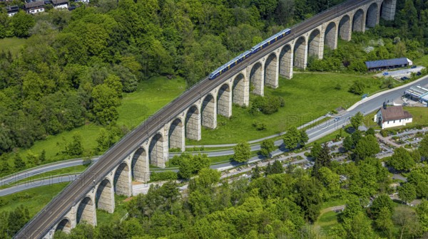 Aerial view, Altenbekener Viaduct, Adenauerstraße, railway viaduct bridge construction, also called
