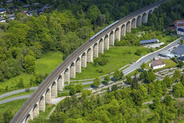 Aerial view, Altenbekener Viaduct, Adenauerstraße, railway viaduct bridge construction, also called
