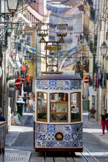 Elevador da Gloria funicular railway, link between the Baixa district and the higher Chiado