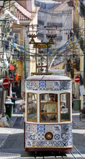 Elevador da Gloria funicular railway, link between the Baixa district and the higher Chiado