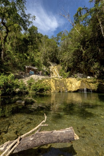 Small bathing lake in the Valle de los Ingenios with tourists, Trinidad, Cuba, Sancti Spíritus,