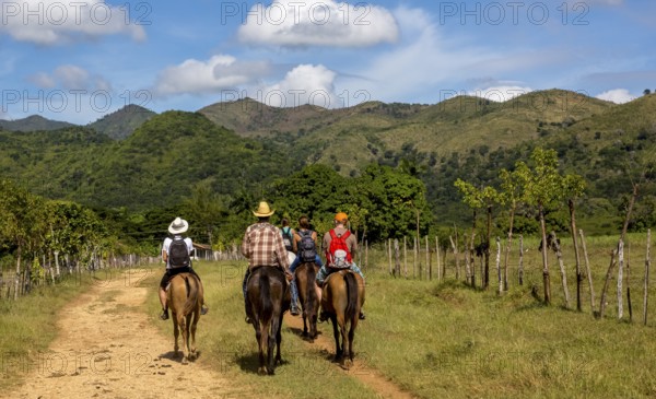 Tourists on horseback in the Valle de los Ingenios, Trinidad, Cuba, Sancti Spíritus, Cuba, Sancti