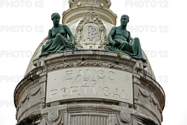 Facade of Banco Portugal, bank building, crisis symbol, Braga, Braga district, Portugal, Europe,