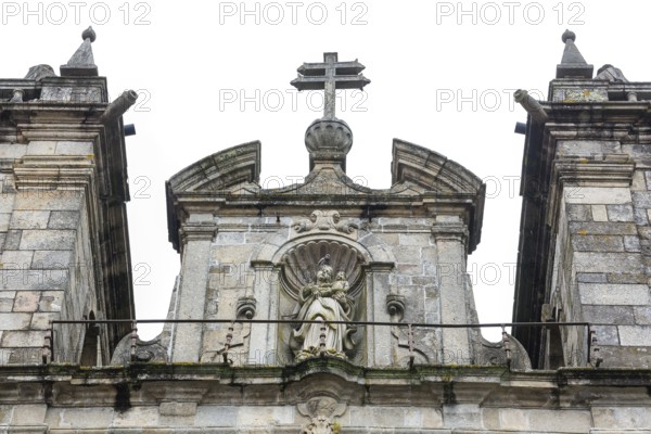 Facade of Braga Cathedral, Braga, Braga district, Portugal, Europe, aerial view, birds-eyes view,