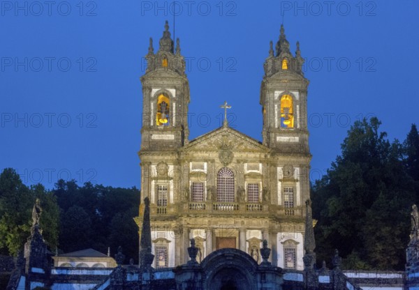 Bom Jesus do Monte, blue hour, night shot, pilgrimage church of Braga, Braga, Braga district,