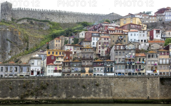 Colourful houses on the banks of the Douro in the Ribeira district, doors, Oporto, Porto district,