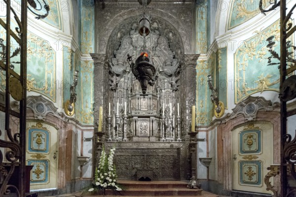 Chiselled silver altarpiece, Da Sé Cathedral, Barredo district, UNESCO World Heritage Site, Oporto,