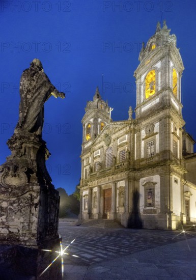 Bom Jesus do Monte, blue hour, night shot, pilgrimage church of Braga, Braga, Braga district,