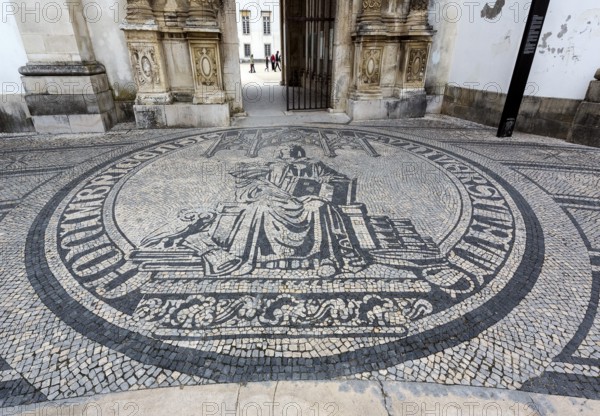 University entrance emblem, University of Coimbra, Coimbra, Coimbra district, Portugal, Europe,