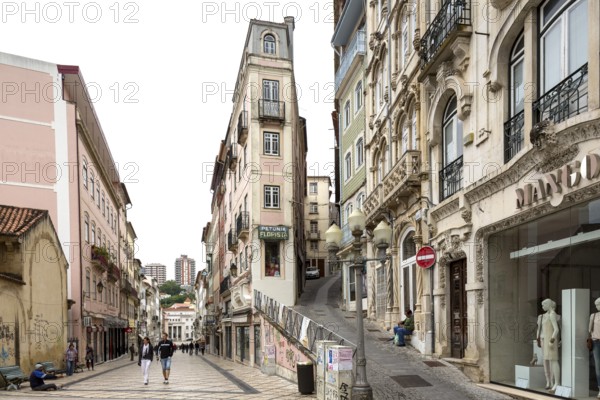 Old town and shopping street of Coimbra, Coimbra, Coimbra district, Portugal, Europe, aerial view,