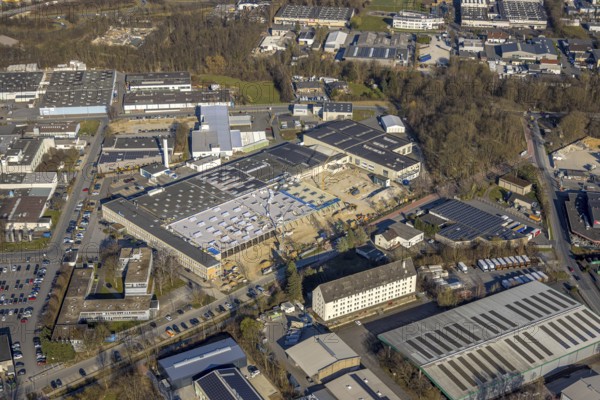 Aerial view, commercial area Lange Wende with Delta Energy Systems (Deutschland) GmbH, Soest,