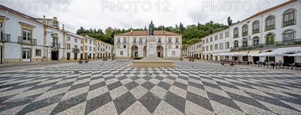 Market square and town hall with the geometric plate patterns, Tomar, Santarém district, Portugal,