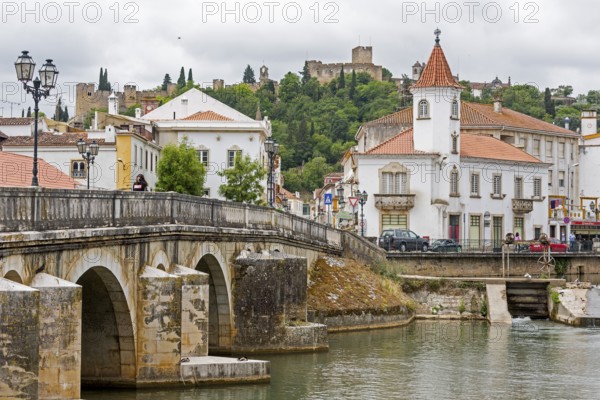 Renaissance bridge Ponte Velha over the Nabao near the historic centre of Tomar with the Convento