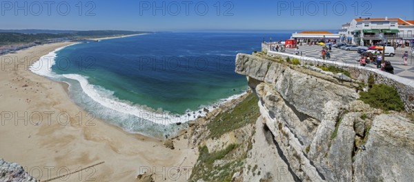 View of the city and bay of Nazaré, Nazaré, Leiria district, Portugal, Europe, Nazaré, aerial view,