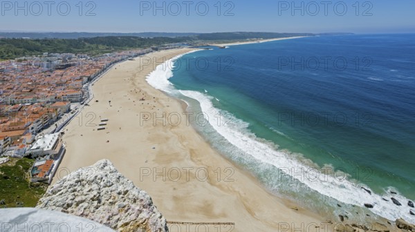 View of the city and bay of Nazaré, Nazaré, Leiria district, Portugal, Europe, Nazaré, aerial view,