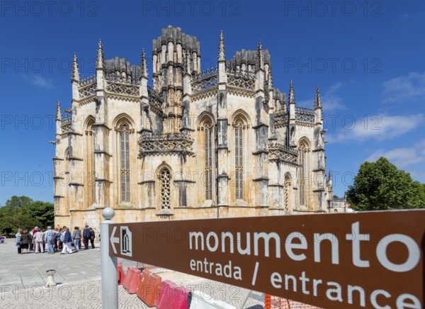 Monument sign, Monastery of Santa Maria da VitÃüria, UNESCO World Heritage Site, Monastery Church
