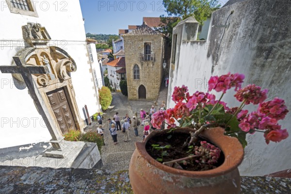 Picturesque alley in the small town of Obidos, Ãbidos, Leiria district, Portugal, Europe, Óbidos,