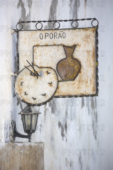 Signboard of a pottery in the alleys of Obidos, picturesque small town Obidos, Ãbidos, district