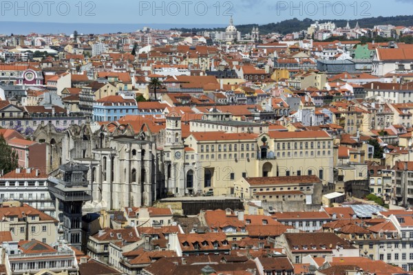 View of the most famous lift in Portugal Elevador do Município or Elevador da Biblioteca and