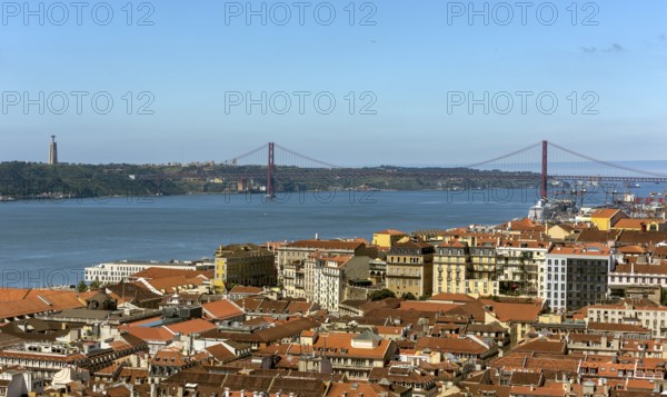 View from the castle Castelo de São Jorge to the old town of Lisbon, Lisbon, Lisbon district,