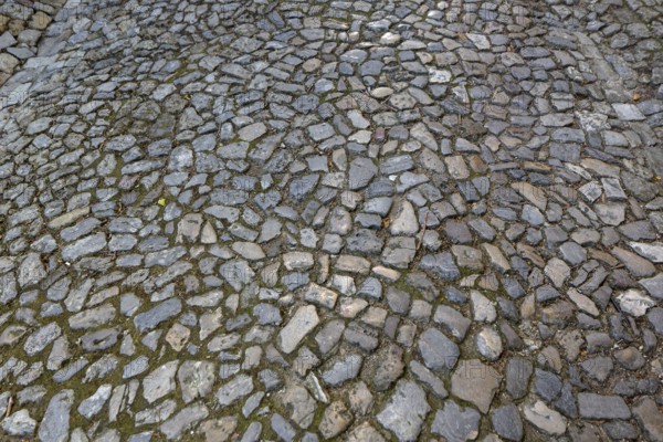 Cobblestones in the alleys of Óbidos, Leiria district, Portugal, Europe, Óbidos, aerial view,