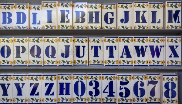 Tiles as bush letters, azulejos, Lisbon, Lisbon district, Portugal, Europe, aerial view, birds-eyes