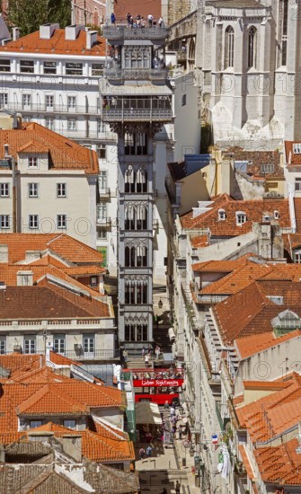 View of the most famous lift in Portugal Elevador do Município or Elevador da Biblioteca and