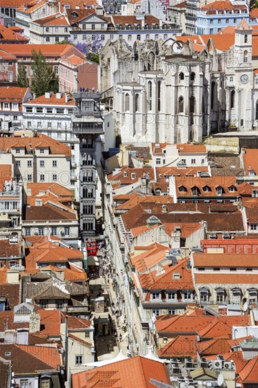 View of the most famous lift in Portugal Elevador do Município or Elevador da Biblioteca and