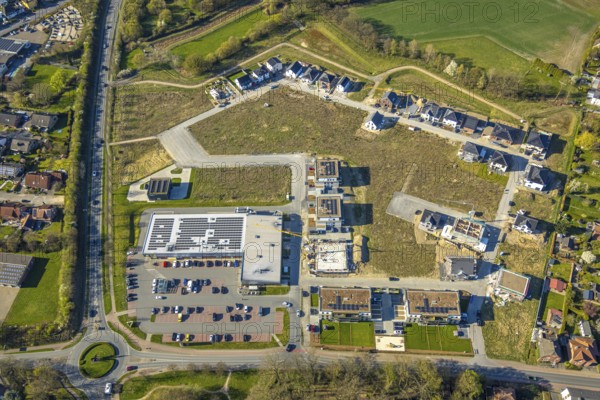 Aerial view, residential area Neuenkamp Am Alten Schützenplatz, construction site and new
