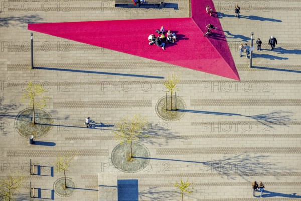 Aerial view, Campusplatz Nord with ground painting and resting places, Selm, Münsterland, North