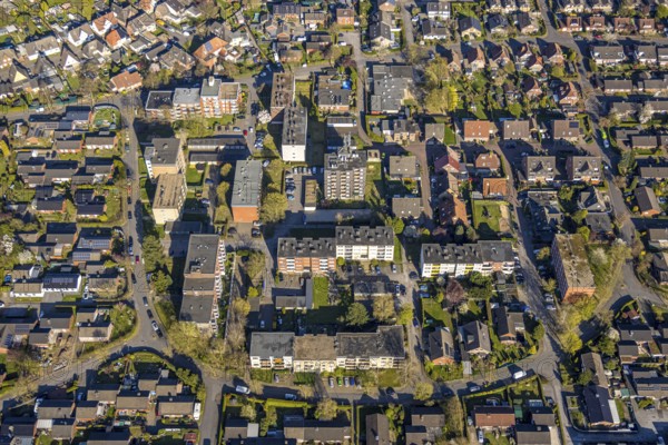 Aerial view, multi-family house, housing estate Jakob-Kaiser-Straße, bycatch, Selm, Münsterland,