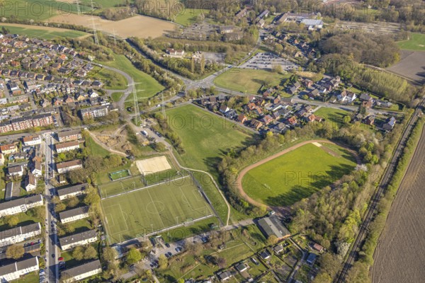 Aerial view, PSV Bork Stadion football stadium on Waltroper Straße, secondary pitches, Bork, Selm,