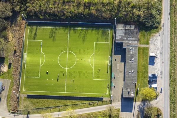 Aerial view, football stadium sports field Am Kohuesholz of Grün-Schwarz Cappenberg, Cappenberg,