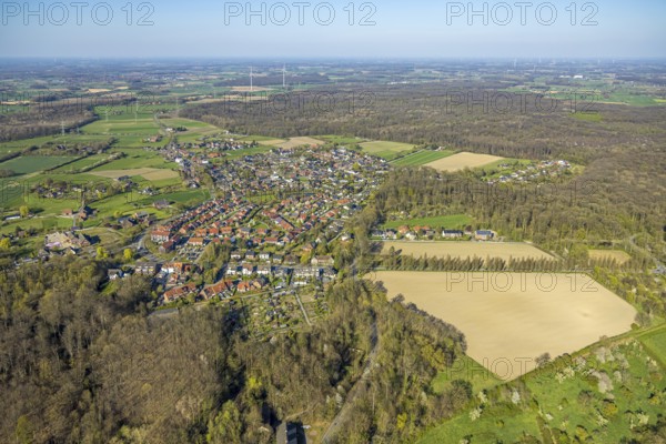 Aerial view, residential area, local view Cappenberg, Selm, Münsterland, North Rhine-Westphalia,