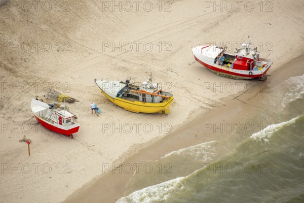 UnieÅ'cie, nest, West Pomerania, sandy beach, fishing boats, beach life, Baltic Sea coast,