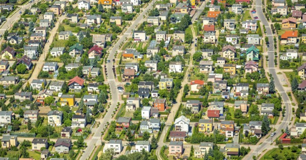 Single-family houses, rows of houses, Starogard GdaÅski, Prussian Stargard, pomorskie, Poland,