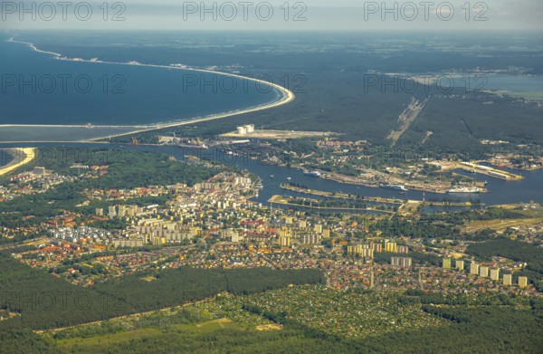 Overview, Baltic Sea coast, Baltic Sea, Poland, ÅšwinoujÅ'cie Swinoujscie, Europe, aerial view,