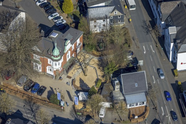 Aerial view, Restaurant Die Villa Olpe wird zum Starnberger Wirtshaus, Olpe town, Olpe, Sauerland,