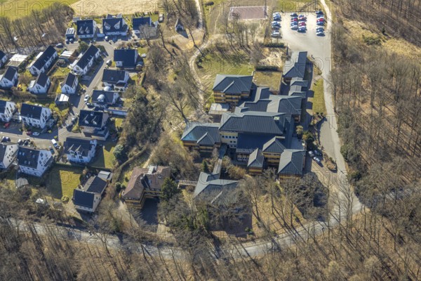 Aerial view, German Red Cross Hospital, housing estate Auguste-Liese-Straße, Olpe town, Olpe,