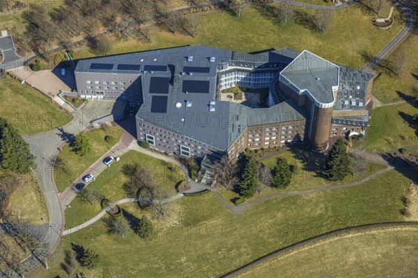Aerial view, Convent of the Franciscan Sisters of Perpetual Adoration, Olpe City, Olpe, Sauerland,