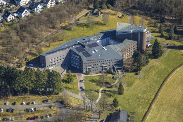 Aerial view, Convent of the Franciscan Sisters of Perpetual Adoration, Olpe City, Olpe, Sauerland,