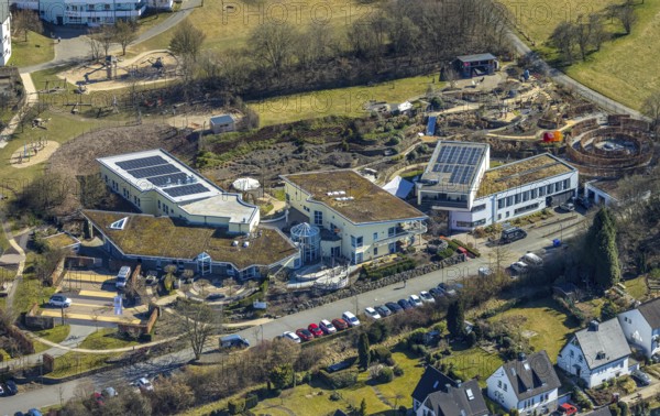 Aerial view, children's hospice and youth hospice Balthasar, Olpe town, Olpe, Sauerland, North