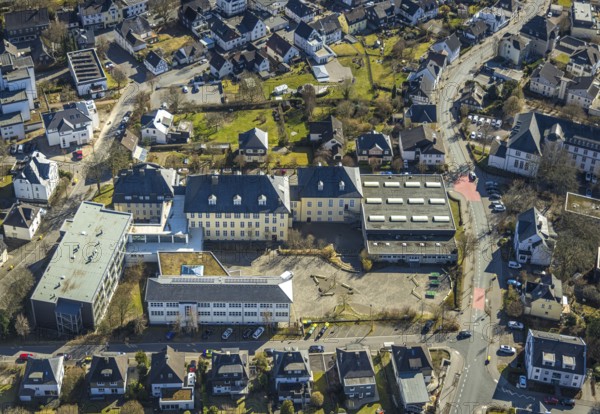 Aerial photo, Städtisches Gymnasium Olpe, Olpe-Stadt, Olpe, Sauerland, North Rhine-Westphalia,