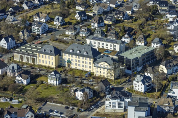 Aerial photo, Städtisches Gymnasium Olpe, Olpe-Stadt, Olpe, Sauerland, North Rhine-Westphalia,