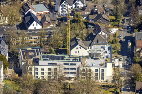 Aerial view, Volmarstein Johanna Helenen House, construction site and new building on