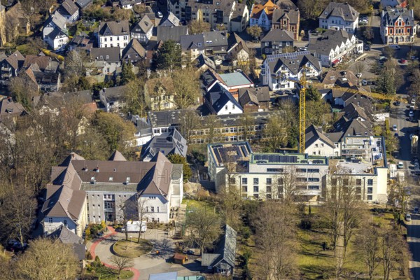 Aerial view, Volmarstein Johanna Helenen House, construction site and new building on